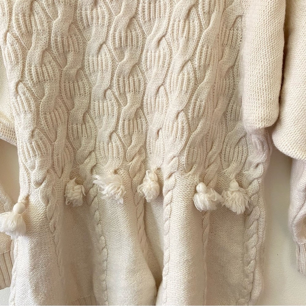 Mondi vintage tassel trimmed cableknit cream sweater size Small - Picture 7 of 9